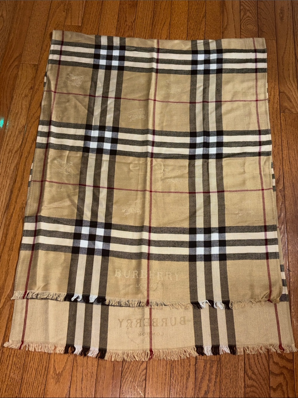 Burberry Beige Black White and Red Nova Check Scarf
